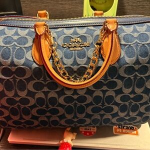 Rowan denim coach bag